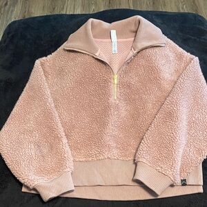 Varley Blush Pink Fleece Half-Zip Sweater